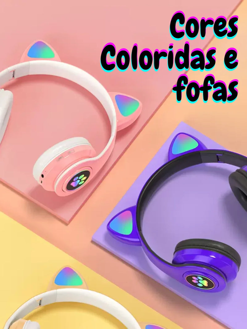 Fone de Ouvido Kitten Ears Over-ear KA-910 Bluetooth de Alta Qualidade - SKYTUR