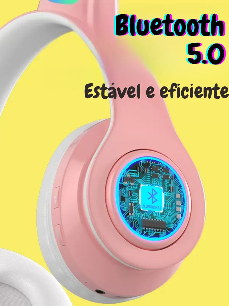 Fone de Ouvido Kitten Ears Over-ear KA-910 Bluetooth de Alta Qualidade - SKYTUR