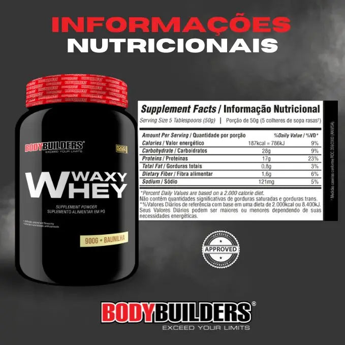 Kit 2x Whey Protein Waxy Whey 900g + 2x Power Creatine 100G + BCAA 4.5 100G + Coqueteleira-Bodybuilders