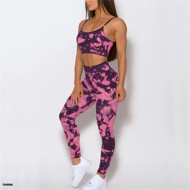 Conjunto legging e sutiã para academia.