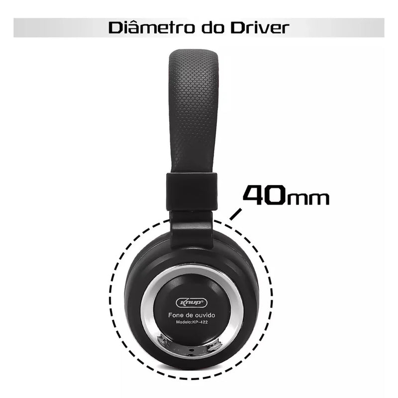 Fone De Ouvido Headphone On-ear P2 C/mic Dobrável