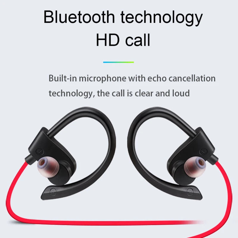 Fone de ouvido sem fio Bluetooth à prova d'água, esportivo, música, estéreo, baixo, fone de ouvido com microfone, todos os smartphones