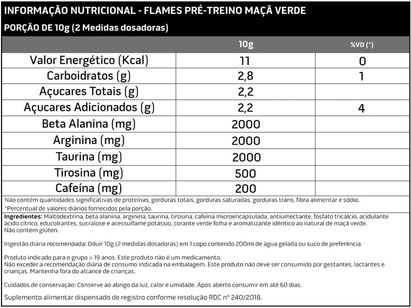 Pré-treino Flames 200g - 100%Soldiers Nutrition